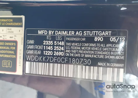 2012 Mercedes-Benz E 550 z USA, uszkodzony, nr VIN WDDKK7DF0CF180730